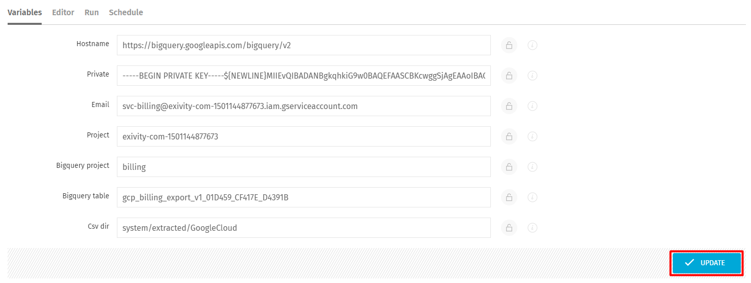 Example of GCP Extractor Variables